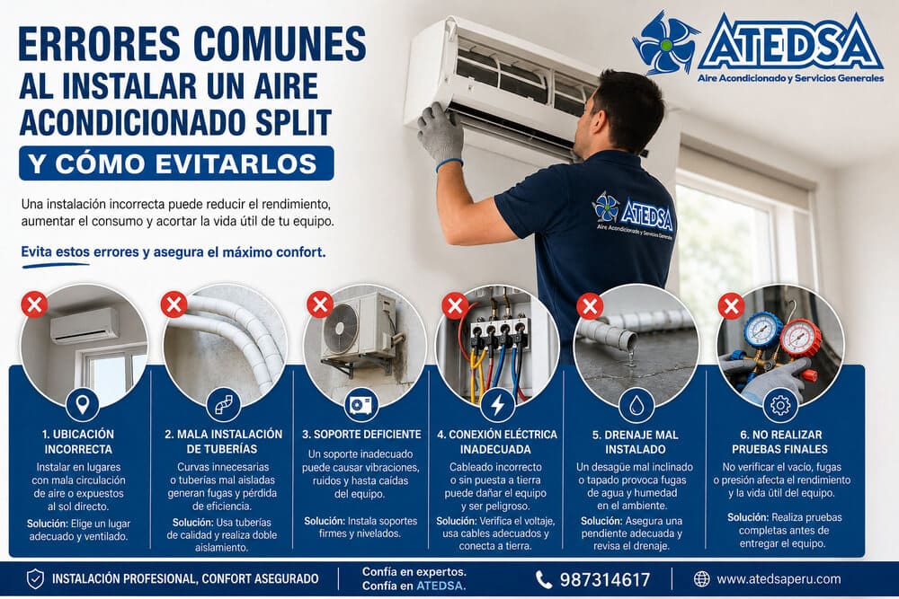 Errores comunes al instalar un aire acondicionado split y cómo evitarlos