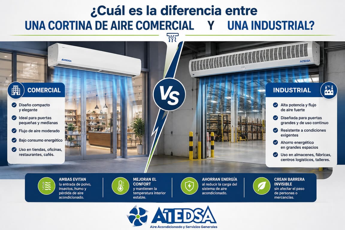 ¿Cuál es la diferencia entre una cortina de aire comercial y una industrial?